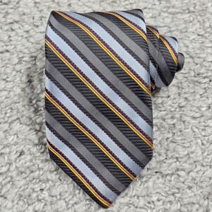 Robert Talbott Nordstrom Tie Men’s Silk Striped Gray Blue‎ Yellow OS